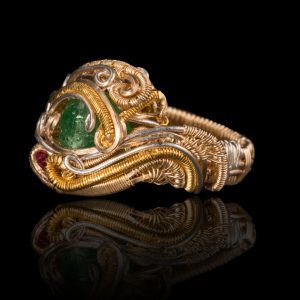 gold-silver-green-stone-ring