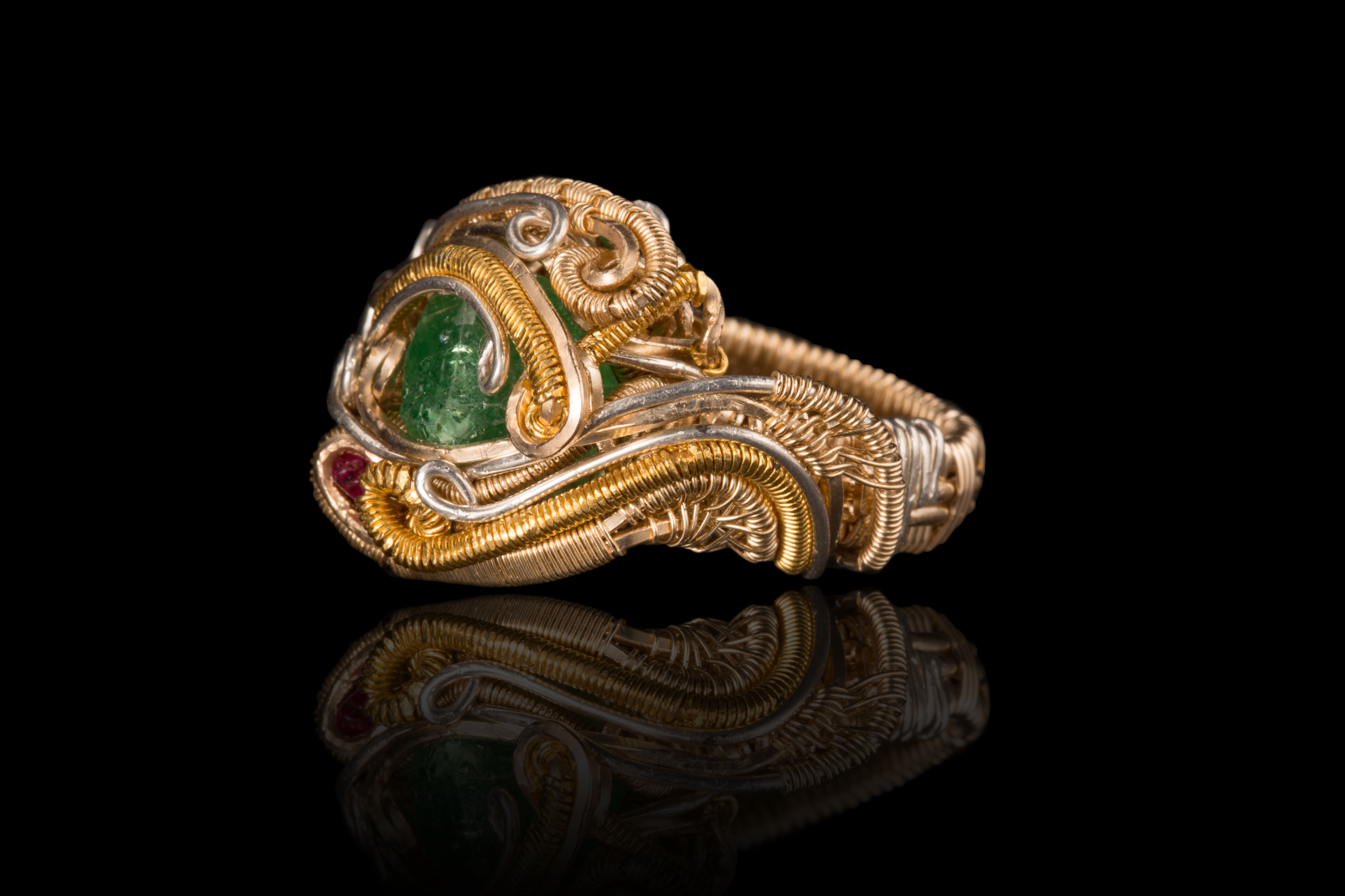 gold-silver-green-stone-ring
