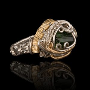 silver-with-gold-green-stone-ring