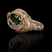 silver-with-gold-green-stone-ring